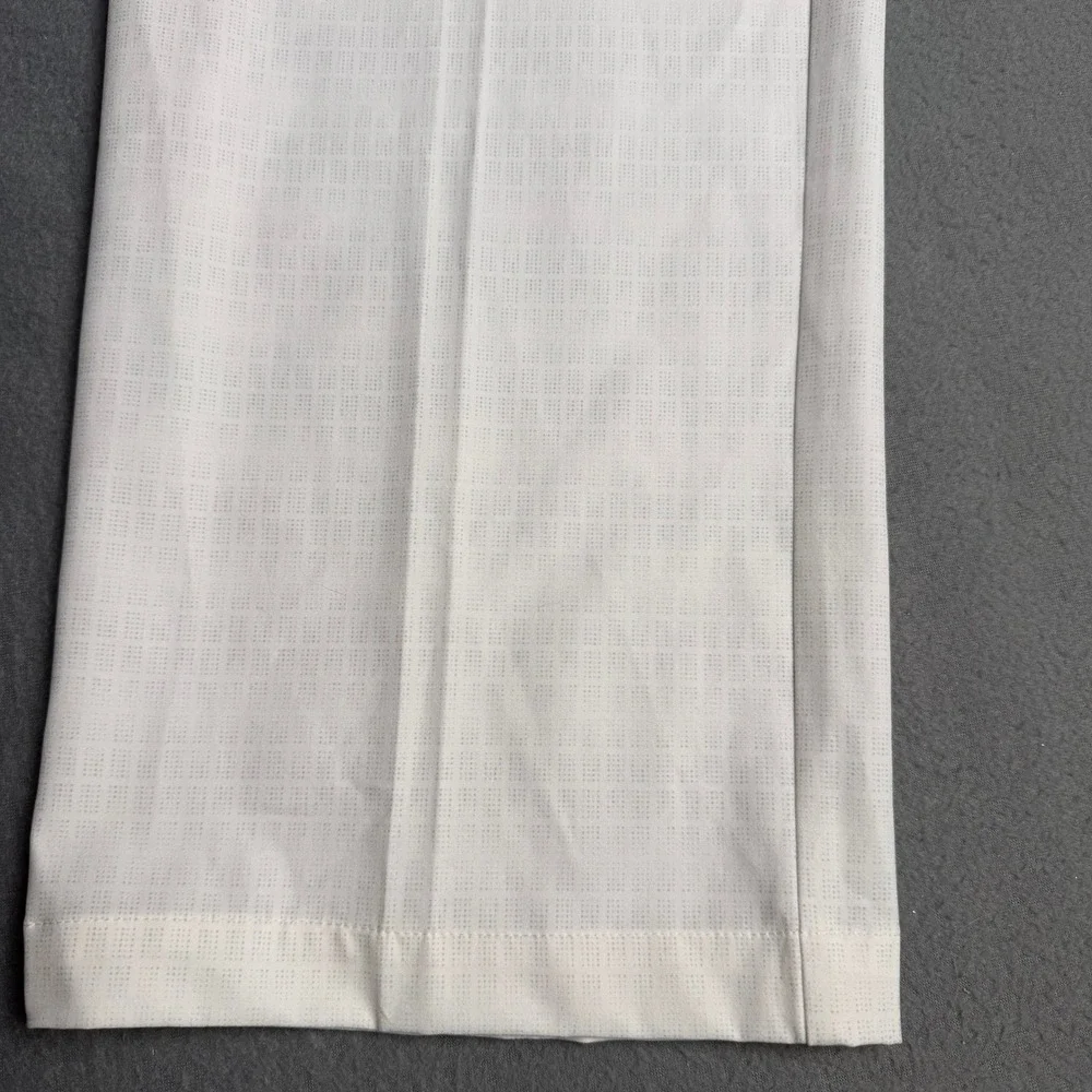 Adidas Mens Golf Pants White Micro Grid Performance Flat Front 38x30